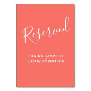 Einfache, weiße Schrift Text moderne Korallen vorb Tischnummer