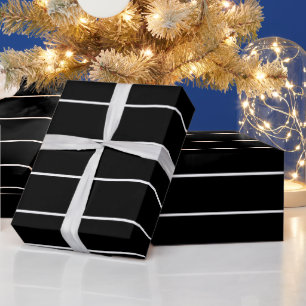 Einfache weiße Streifen auf schwarzem Hintergrund Geschenkpapier
