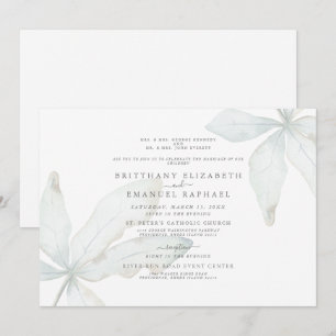 Einfache weiße tropische Foliage II-Hochzeitseinla Einladung