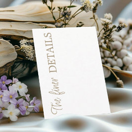 Einfache weiße und goldene Hochzeitsdetails Begleitkarte