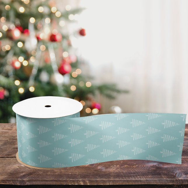 Einfache weiße und hellgrünblaue Weihnachtsbäume Satinband (Simple White And Light Green-Blue Christmas Trees Satin Ribbon)