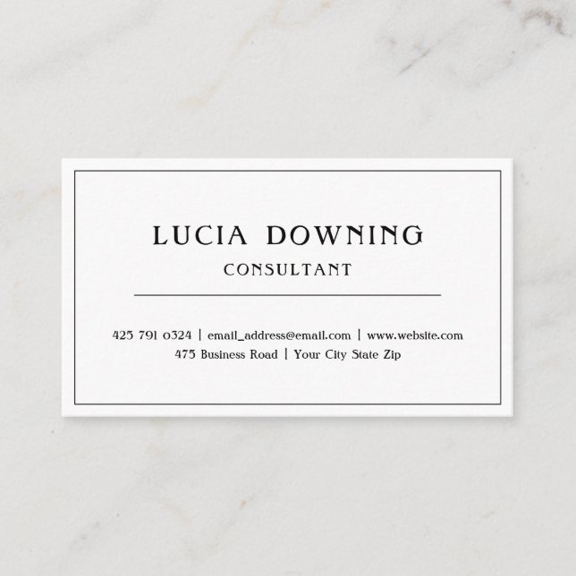 Einfache, weiße und schwarze Grenzkarte Visitenkarte (Vorderseite)