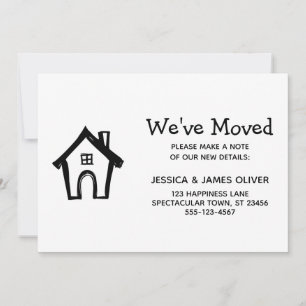 Einfache weiße "We ve Moved" Karte mit Kleinem Hau