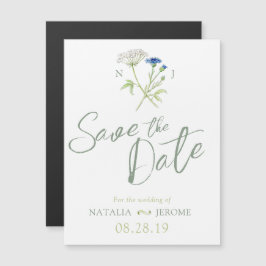 Einfache, weiße Wildblume Save the Date Magneteinladung