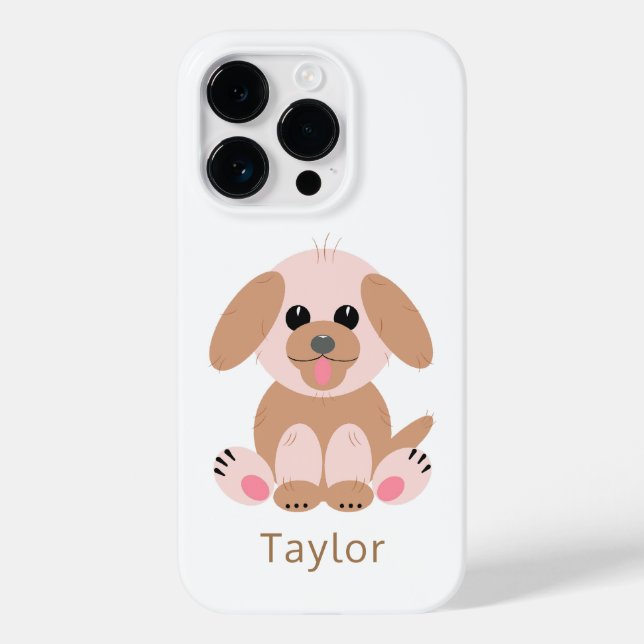 Einfache Welpen Hund Cartoon Pastel Personalisiert Case-Mate iPhone Hülle (Rückseite)