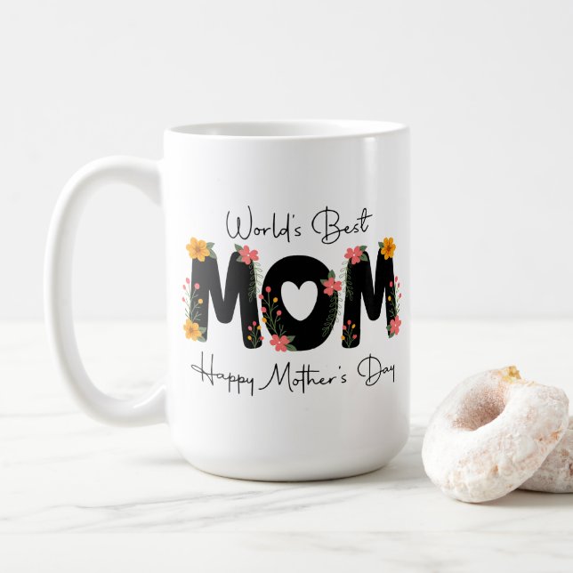 Einfache Welt Beste Mama Muttertag-Kalligrafie   Kaffeetasse (Mit Donut)