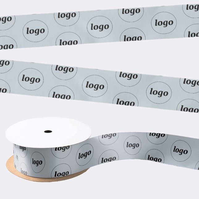 Einfache Werbeaktion für Logos Satinband (Logo pattern business promotional dusty pastel powder blue satin ribbon)