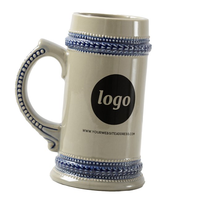 Einfache Werbung für Logos und Texte Bierglas (Simple logo with custom text business branding promotional beer stein)