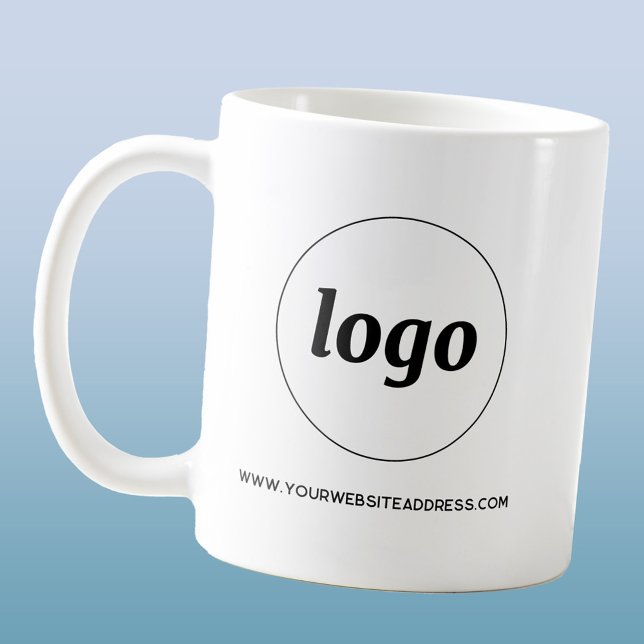 Einfache Werbung für Logos und Texte Kaffeetasse (Simple logo with custom text business branding promotional coffee mug)