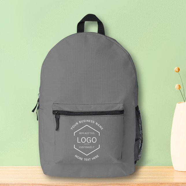 Einfache Werbung für Logotexte Grau Bedruckter Rucksack (Von Creator hochgeladen)