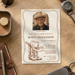 Einfache Western-Cowboy-Feier-des-Lebens-Bestattun Einladung