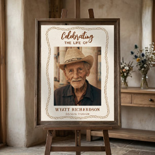 Einfache Western-Cowboy-Feier-des-Lebens-Bestattun Poster