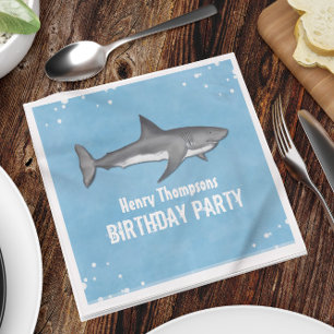 Einfache Whimsical Birthday Sharks Blauer Ozean Serviette