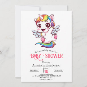 Einfache Whimsical Unicorn Kinderdusche Einladung
