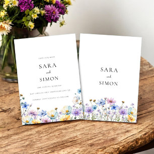 Einfache Whimsical Wildblume Hochzeit speichern Si Einladung