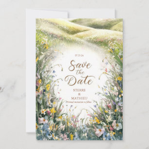 Einfache Whimsy-Wildblume Hochzeit Save The Date