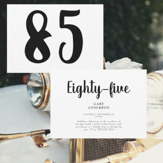 Einfache White 85. Geburtstagsparty Einladung