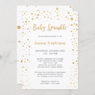 Einfache White and Gold Star Baby Sprinkle Einladung