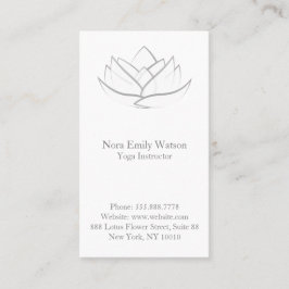 Einfache White and Gray Lotus Blume Business Card Visitenkarte
