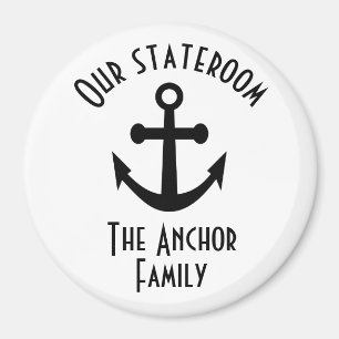 Einfache White Black Anchor Stateroom Door Marker Magnet