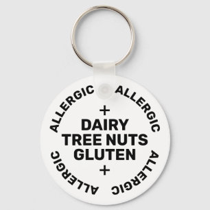 Einfache White Black Emergency Contact Allergen Schlüsselanhänger