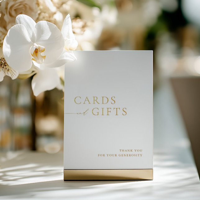 Einfache White & Gold Cards & Geschenke Hochzeitsz Folieneinladung (Simple White & Gold Cards & Gifts Wedding Sign)