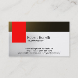 Einfache White Gray Red Gold Moderne Business Card Visitenkarte