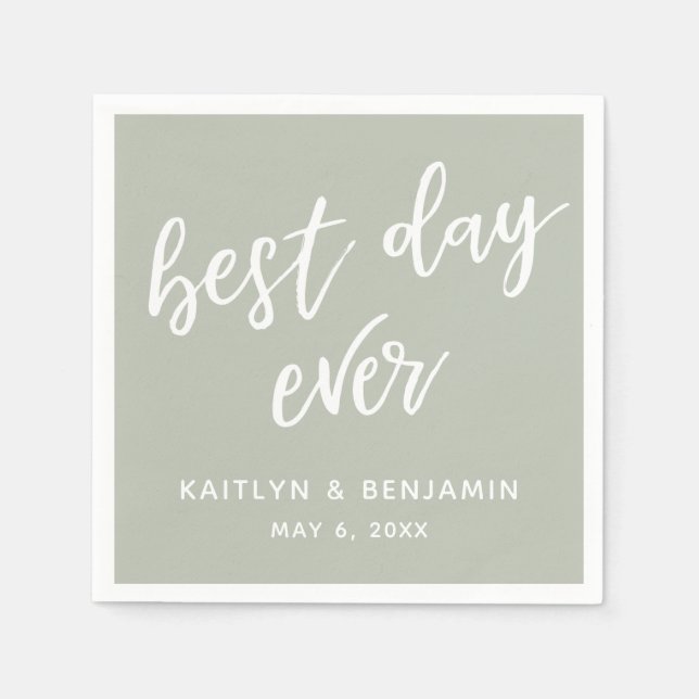 Einfache White Handwriting Best Day Serviette (Vorderseite)