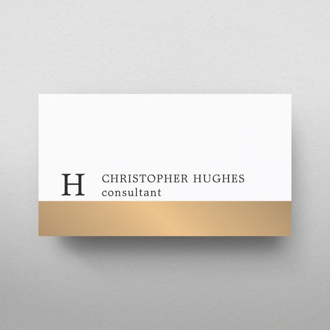 Einfache White Imitats Gold Strip Monogram Consult Visitenkarte (Von Creator hochgeladen)