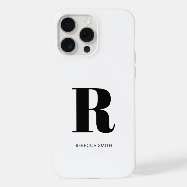 Einfache White Modern Monogram iPhone Hülle (Rückseite)