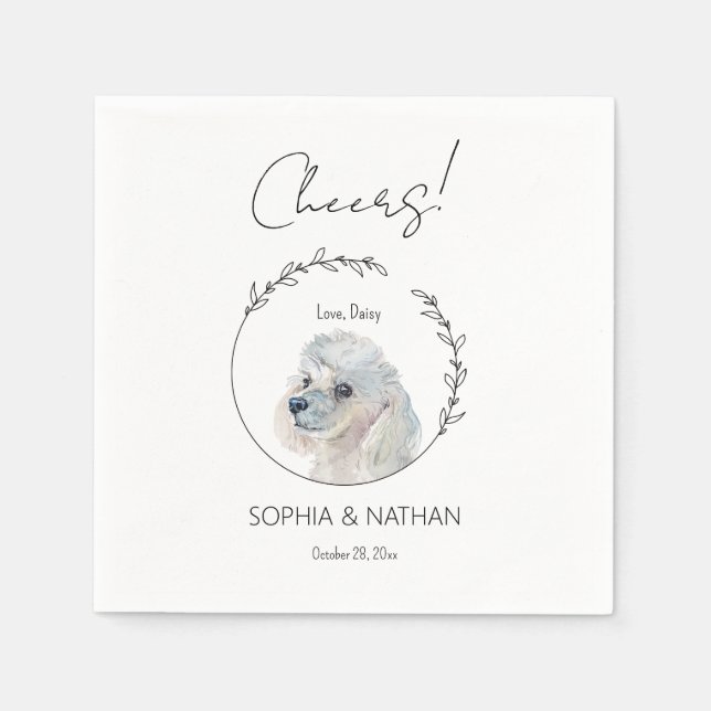 Einfache White Poodle Dog Wedding Cocktail Serviette (Vorderseite)