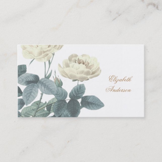Einfache White Rose Business Card Visitenkarte (Vorderseite)