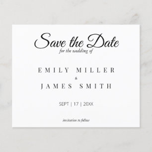 Einfache White Save the Date Budget Hochzeit
