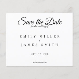 Einfache White Save the Date Budget Hochzeit