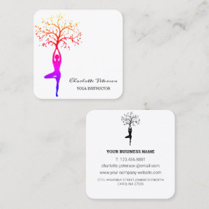 Einfache White Yoga Instructor Business Card Quadratische Visitenkarte