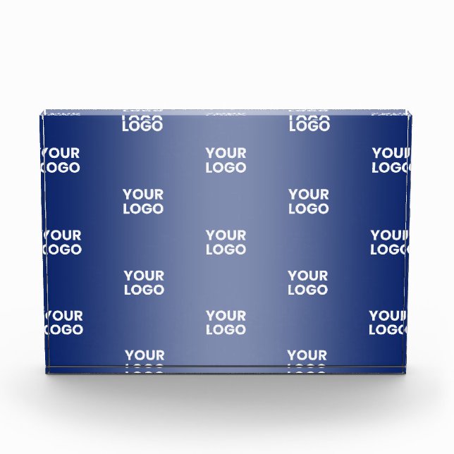 Einfache Wiederholung des Logos Navy Blue Gradient Fotoblock (Vorderseite)