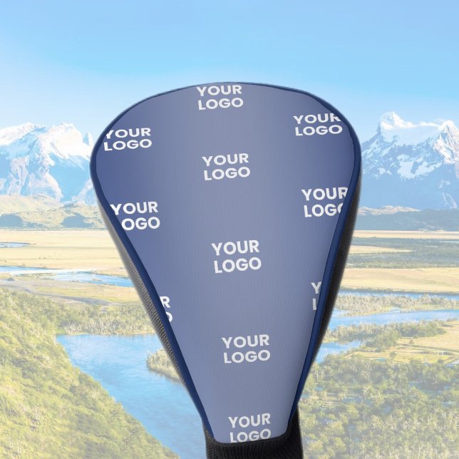 Einfache Wiederholung des Logos Navy Blue Gradient Golf Headcover (Von Creator hochgeladen)