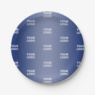 Einfache Wiederholung des Logos Navy Blue Gradient Pappteller