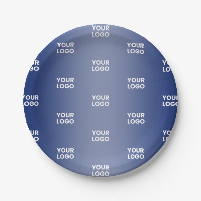 Einfache Wiederholung des Logos Navy Blue Gradient Pappteller (Vorderseite)