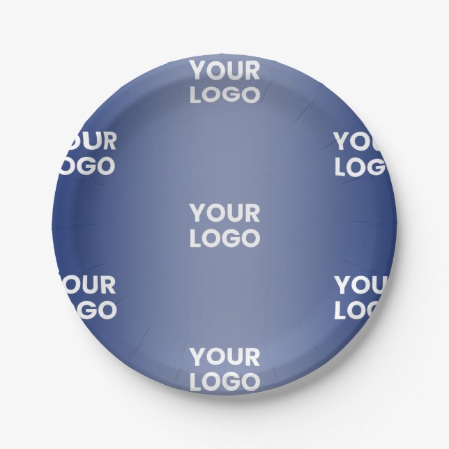 Einfache Wiederholung des Logos Navy Blue Gradient Pappteller (Vorderseite)
