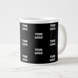 Einfache Wiederholung des Logos   Schwarz Jumbo-Tasse