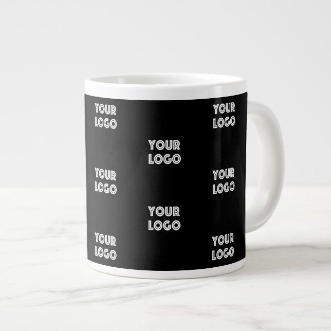 Einfache Wiederholung des Logos | Schwarz Jumbo-Tasse (Vorderseite Rechts)