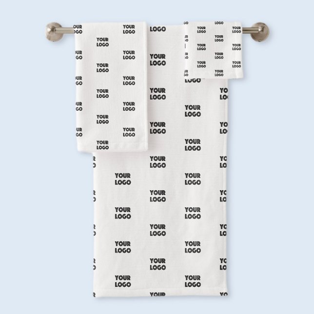 Einfache Wiederholung des Logos | weiß Badhandtuch Set (Von Creator hochgeladen)