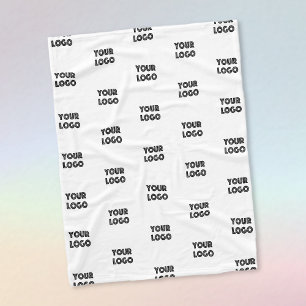 Einfache Wiederholung des Logos   weiß Fleecedecke