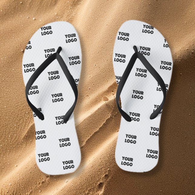 Einfache Wiederholung des Logos | weiß Flip Flops (Von Creator hochgeladen)