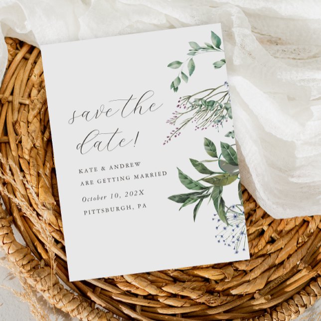 Einfache Wiesen-Wiese-Foto Hochzeit speichern Sie  Postkarte (Von Creator hochgeladen)