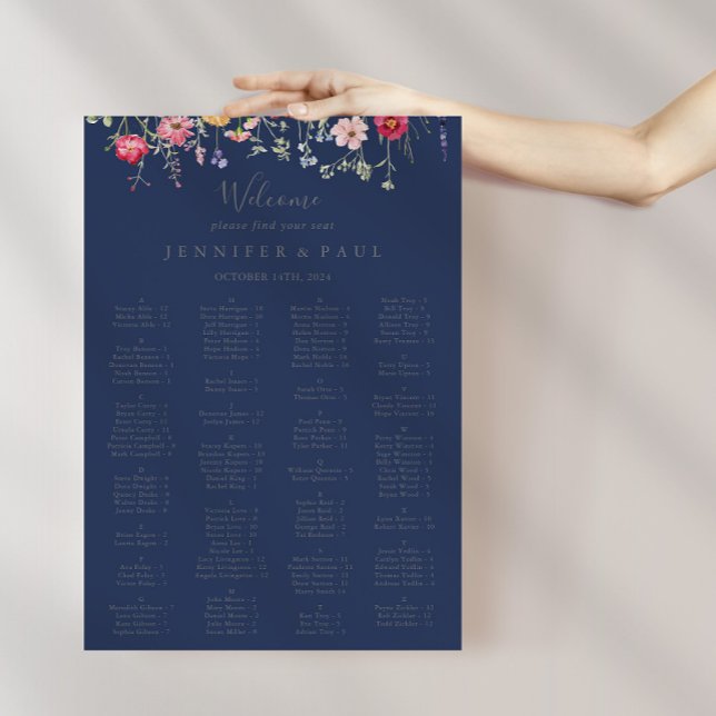 Einfache Wildblume Blue Alphabetification Seating  Poster (Von Creator hochgeladen)
