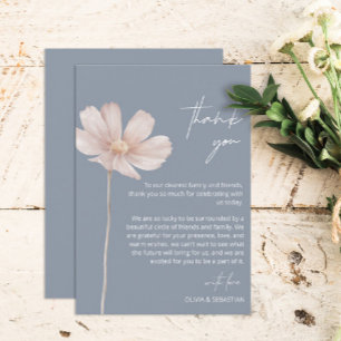 Einfache Wildblume Boho   Dusty Blue Wedding Dankeskarte
