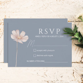 Einfache Wildblume Boho | Dusty Blue Wedding RSVP Karte