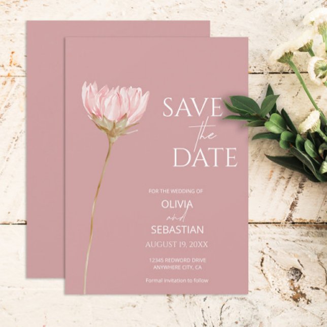 Einfache Wildblume Boho | Dusty Rose Wedding Save The Date (Von Creator hochgeladen)